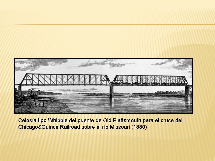 Celosía tipo Whipple del puente de Old Plattsmouth para el cruce del Chicago&Quince Railroad