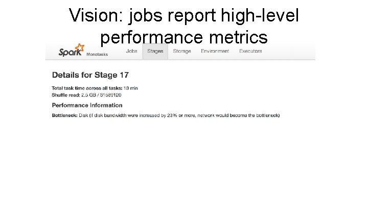 Vision: jobs report high-level performance metrics 
