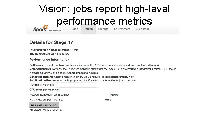 Vision: jobs report high-level performance metrics 