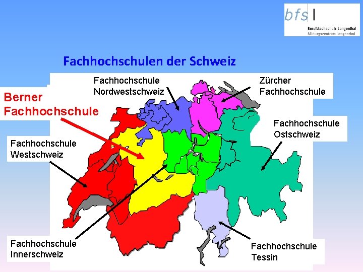 Fachhochschulen der Schweiz Fachhochschule Nordwestschweiz a Berner a Fachhochschule Westschweiz Fachhochschule Innerschweiz Zürcher Fachhochschule