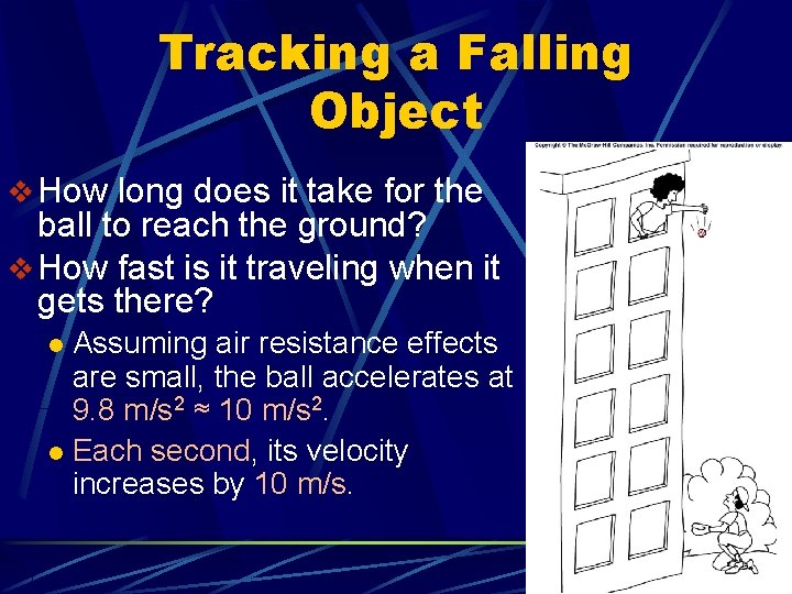 Tracking a Falling Object v How long does it take for the ball to