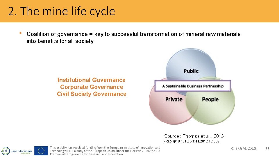2. The mine life cycle • Coalition of governance = key to successful transformation