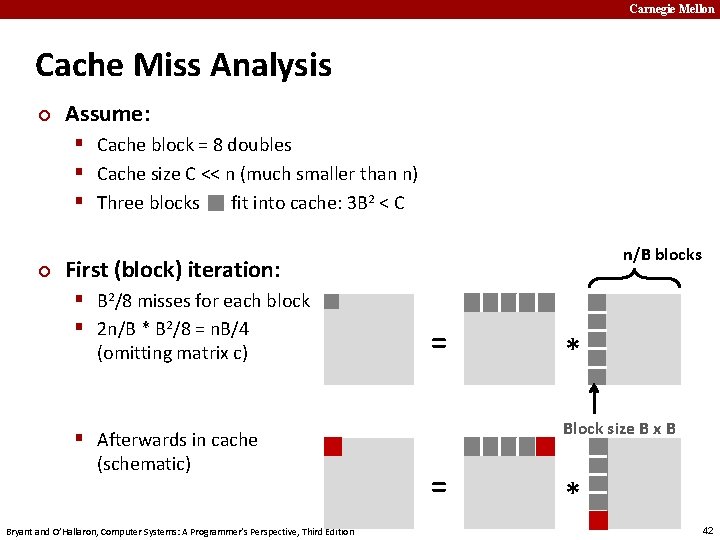 Carnegie Mellon Cache Miss Analysis ¢ Assume: § Cache block = 8 doubles §