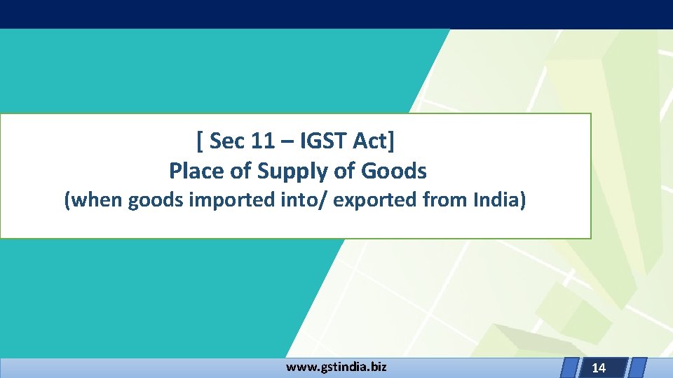 [ Sec 11 – IGST Act] Place of Supply of Goods (when goods imported