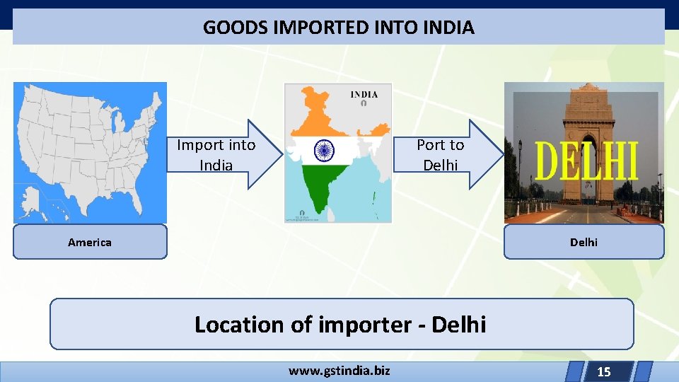 GOODS IMPORTED INTO INDIA Import into India Port to Delhi America Delhi Location of