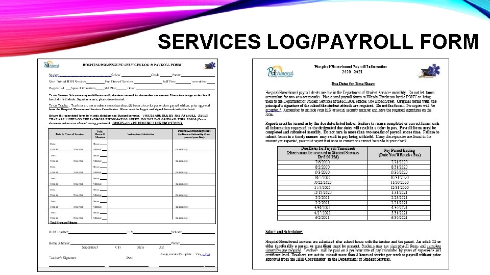 SERVICES LOG/PAYROLL FORM 