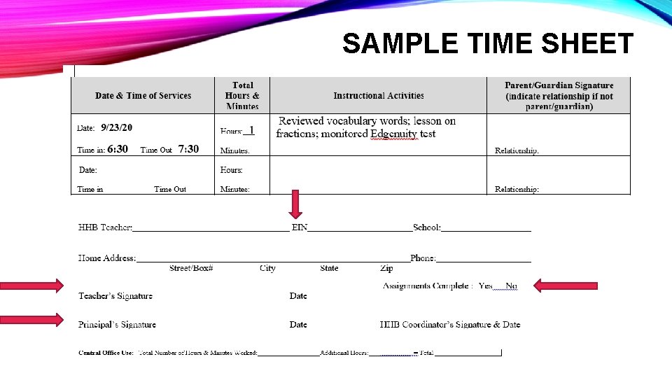 SAMPLE TIME SHEET 