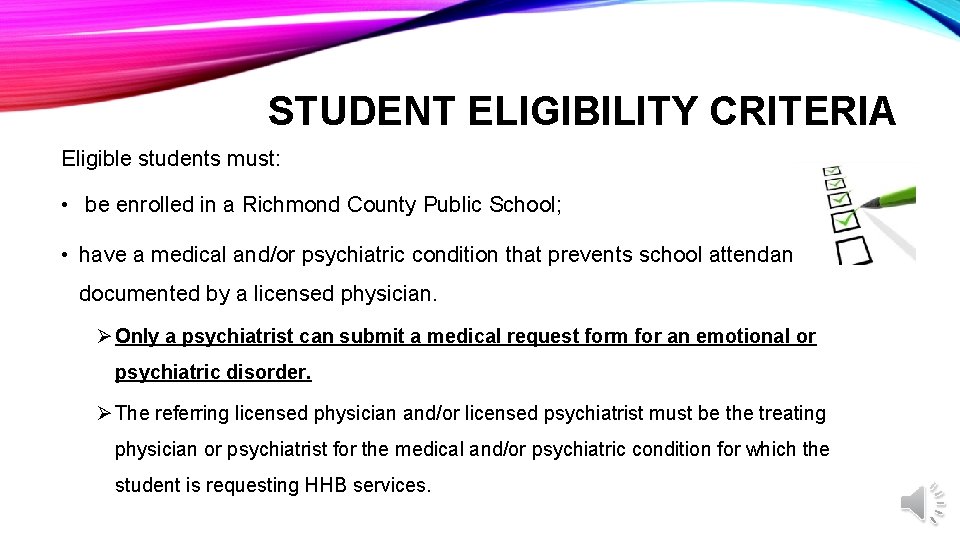 STUDENT ELIGIBILITY CRITERIA Eligible students must: • be enrolled in a Richmond County Public