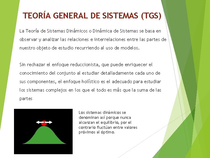 TEORÍA GENERAL DE SISTEMAS (TGS) La Teoría de Sistemas Dinámicos o Dinámica de Sistemas