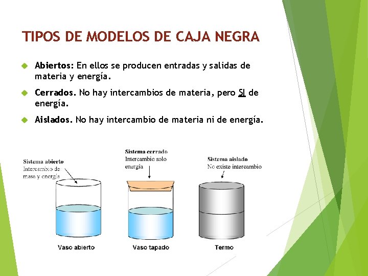 TIPOS DE MODELOS DE CAJA NEGRA Abiertos: En ellos se producen entradas y salidas