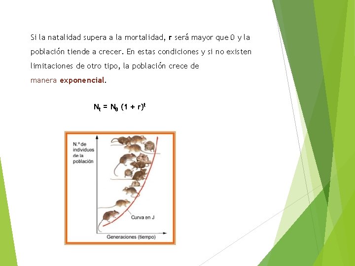 Si la natalidad supera a la mortalidad, r será mayor que 0 y la