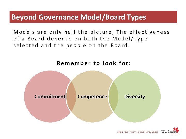 Beyond Governance Model/Board Types Models are only half the picture; The effectiveness of a