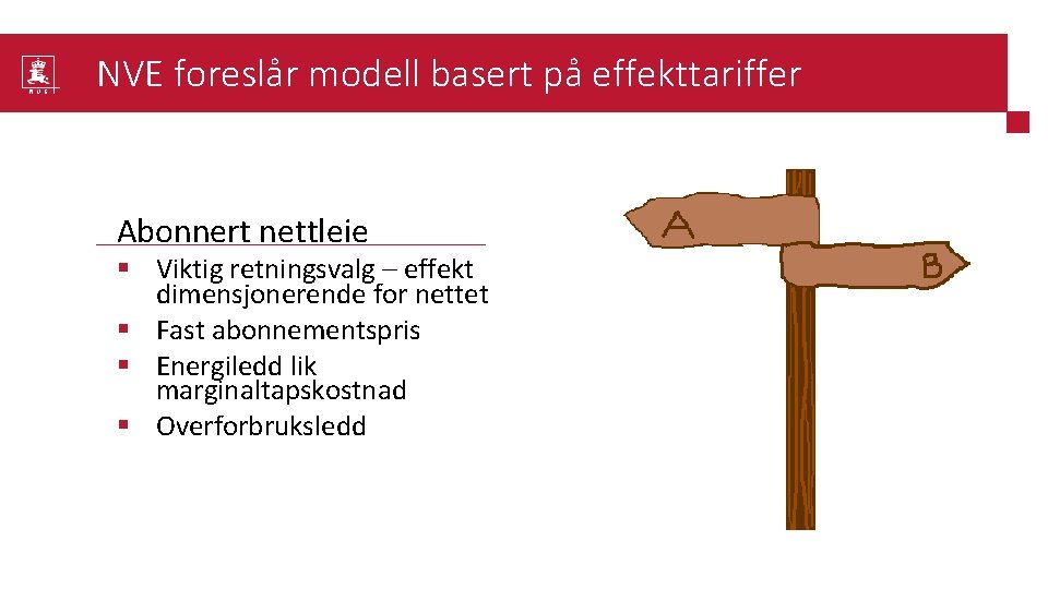NVE foreslår modell basert på effekttariffer Abonnert nettleie § Viktig retningsvalg – effekt dimensjonerende