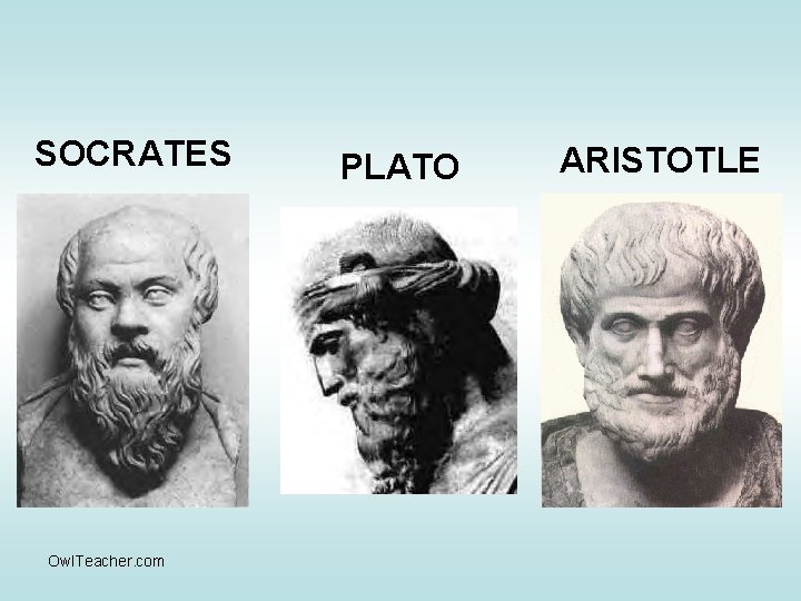 SOCRATES Owl. Teacher. com PLATO ARISTOTLE 