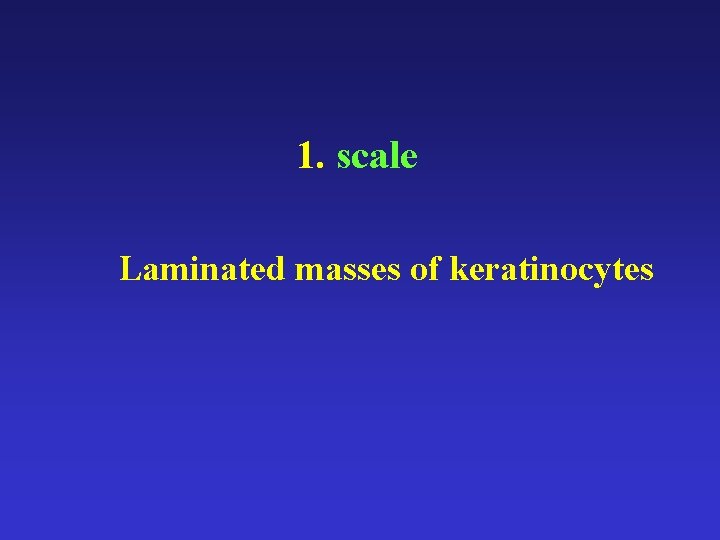 1. scale Laminated masses of keratinocytes 