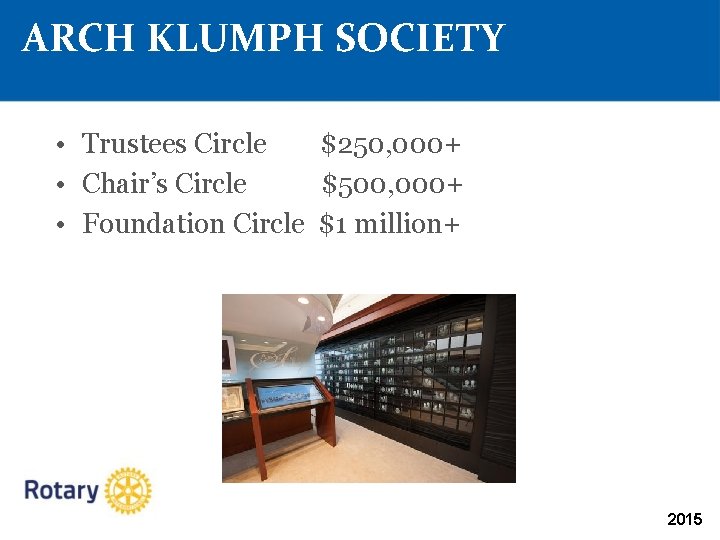 ARCH KLUMPH SOCIETY • Trustees Circle $250, 000+ • Chair’s Circle $500, 000+ •