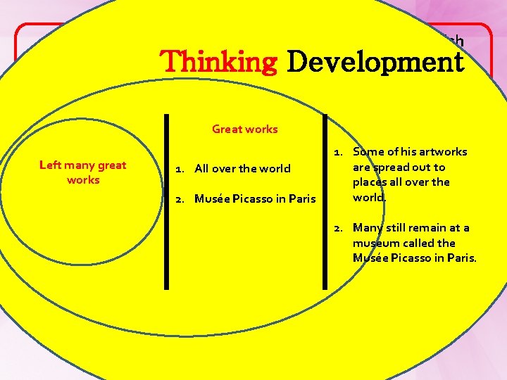 Pablo Picasso Left many great works Spanish painter & sculptor Thinking Development 1. One
