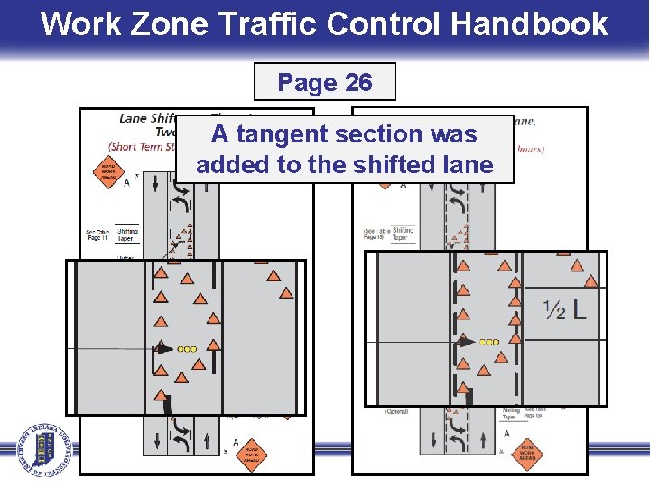 Work Zone Traffic Control Handbook Page 26 A tangent section was added to the