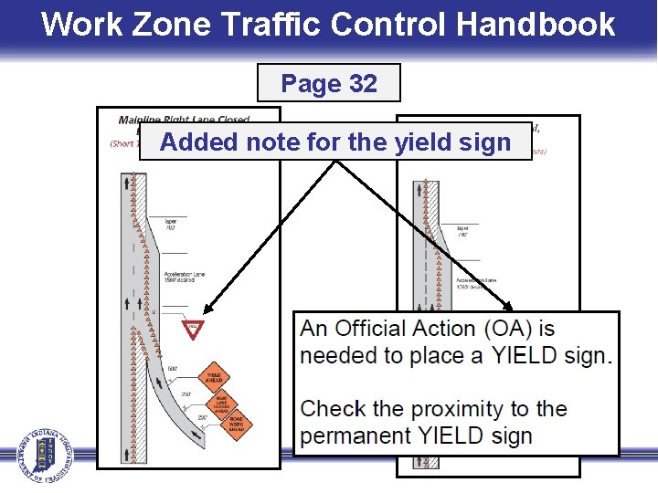 Work Zone Traffic Control Handbook Page 32 Added note for the yield sign 