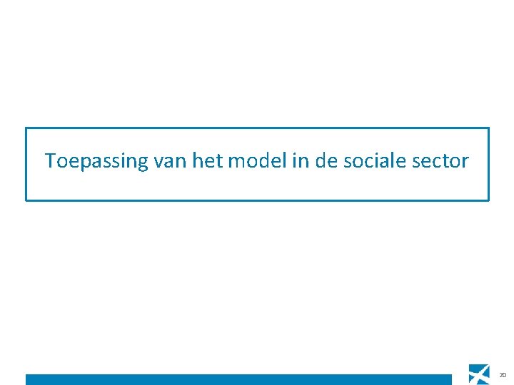 Toepassing van het model in de sociale sector 20 