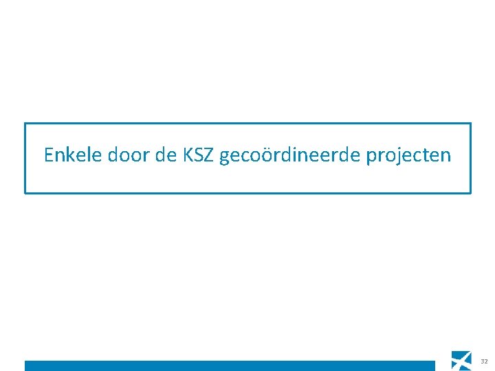 Enkele door de KSZ gecoördineerde projecten 32 