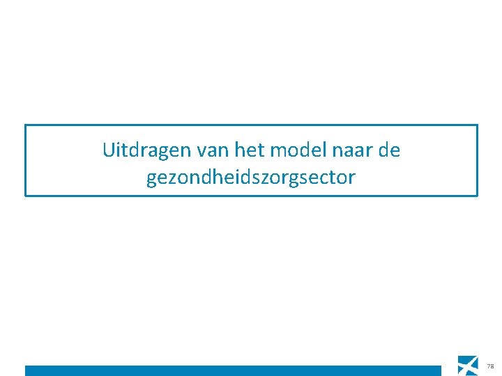 Uitdragen van het model naar de gezondheidszorgsector 78 