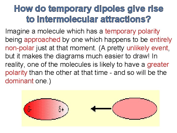 How do temporary dipoles give rise to intermolecular attractions? Imagine a molecule which has How do temporary dipoles give rise to intermolecular attractions? Imagine a molecule which has