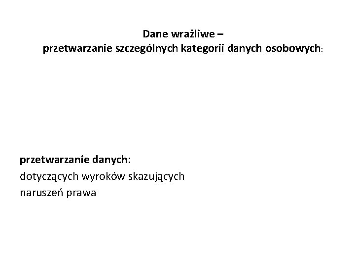 Dane wrażliwe – przetwarzanie szczególnych kategorii danych osobowych: przetwarzanie danych: dotyczących wyroków skazujących naruszeń