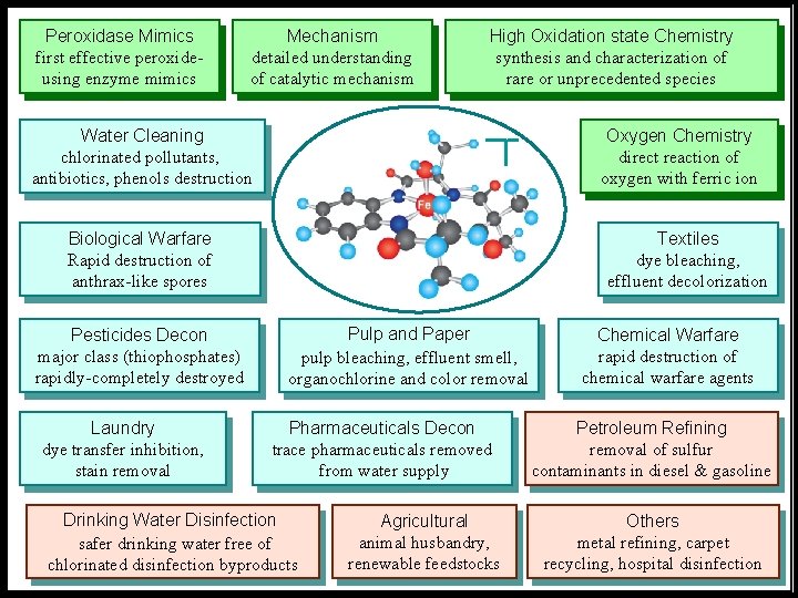 Peroxidase Mimics first effective peroxideusing enzyme mimics Mechanism detailed understanding of catalytic mechanism High