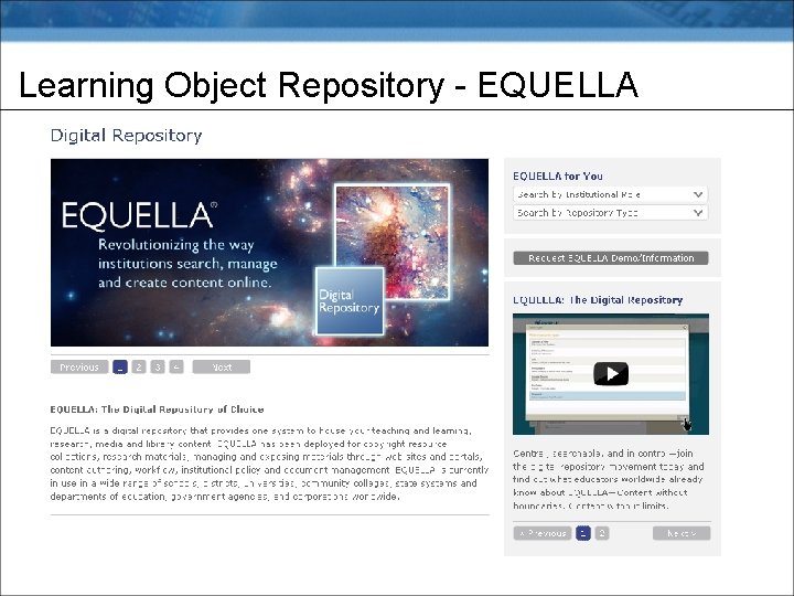 Learning Object Repository - EQUELLA 