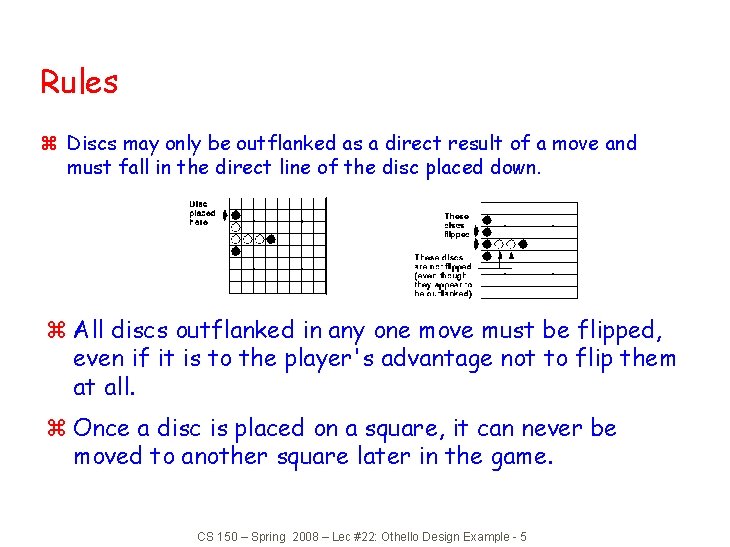 Rules z Discs may only be outflanked as a direct result of a move