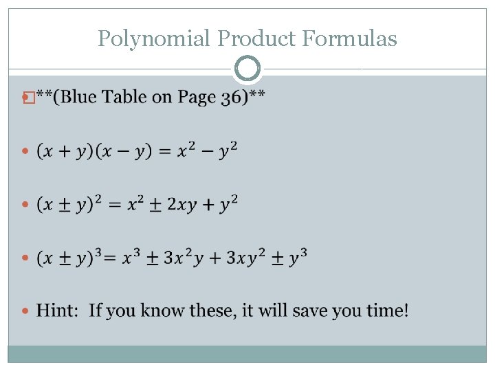 Polynomial Product Formulas � 