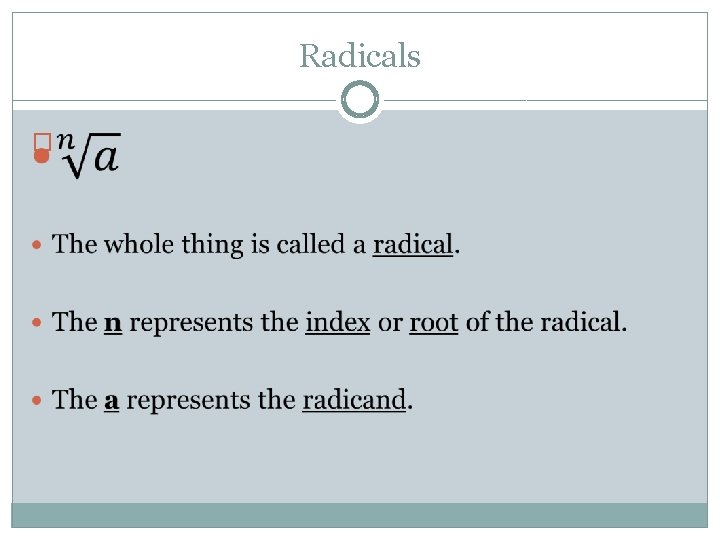 Radicals � 