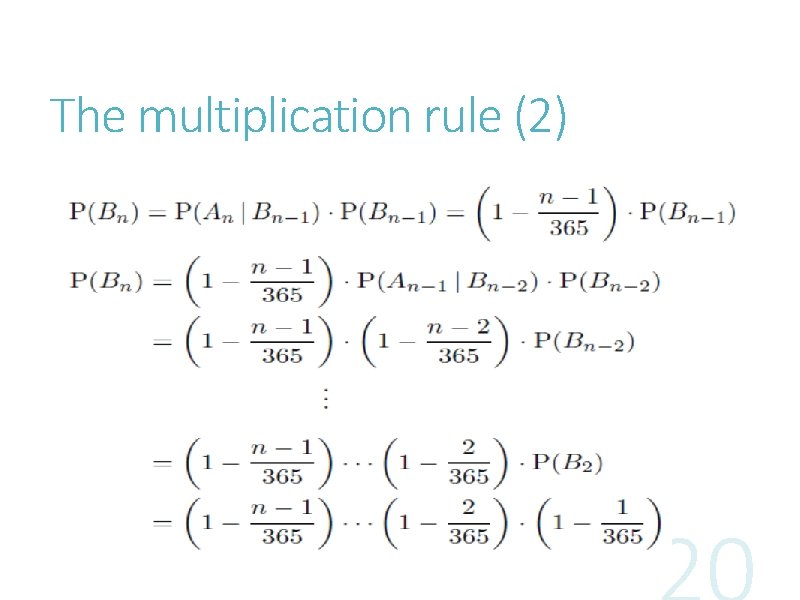 The multiplication rule (2) 