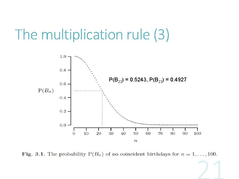 The multiplication rule (3) P(B 22) = 0. 5243, P(B 23) = 0. 4927 The multiplication rule (3) P(B 22) = 0. 5243, P(B 23) = 0. 4927