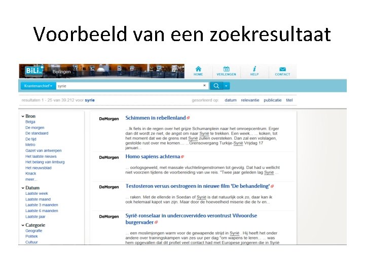 Voorbeeld van een zoekresultaat 