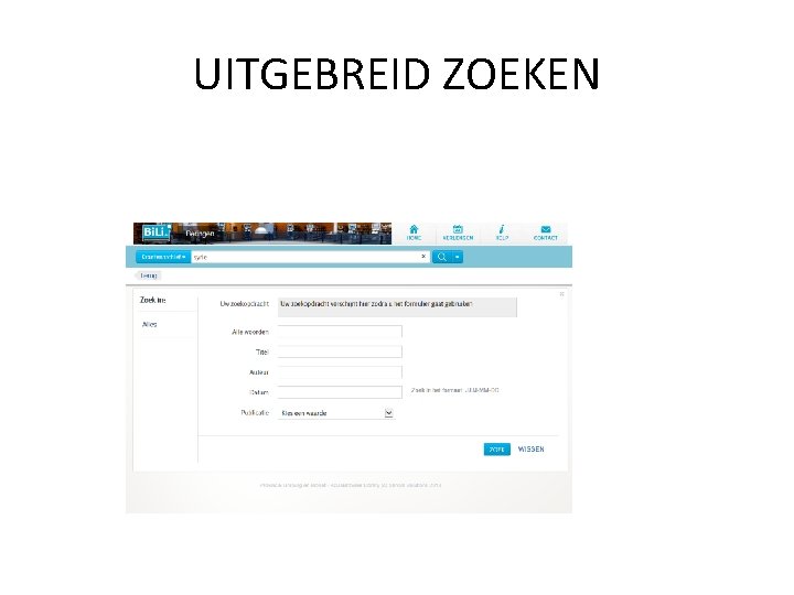 UITGEBREID ZOEKEN 