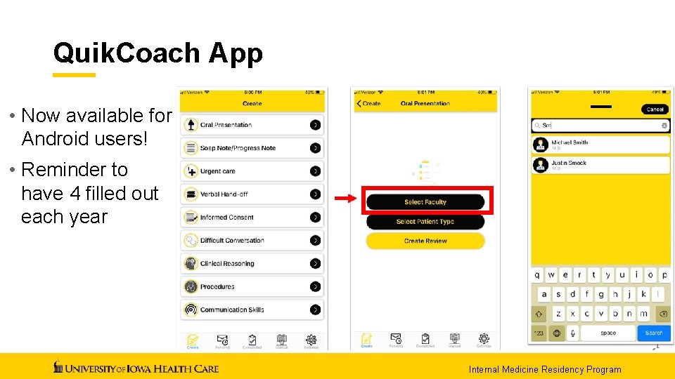 Quik. Coach App • Now available for Android users! • Reminder to have 4