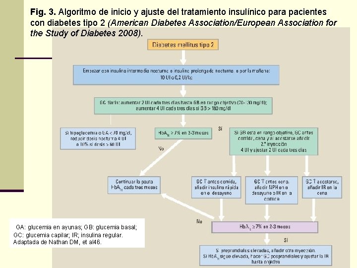 Fig. 3. Algoritmo de inicio y ajuste del tratamiento insulínico para pacientes con diabetes