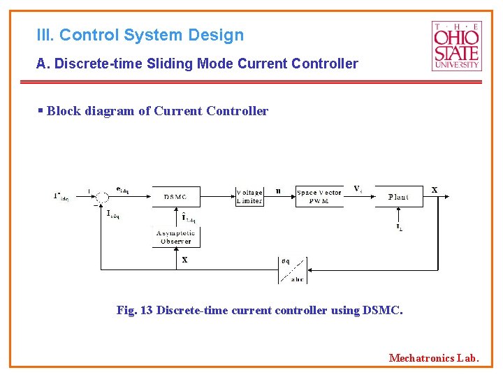 III. Control System Design A. Discrete-time Sliding Mode Current Controller § Block diagram of