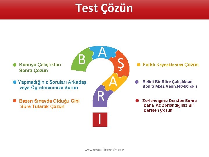 Test Çözün Konuya Çalıştıktan Sonra Çözün A B Ş A R I Farklı Kaynaklardan