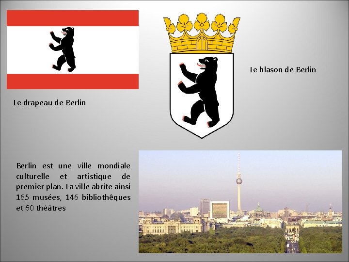 Le blason de Berlin Le drapeau de Berlin est une ville mondiale culturelle et