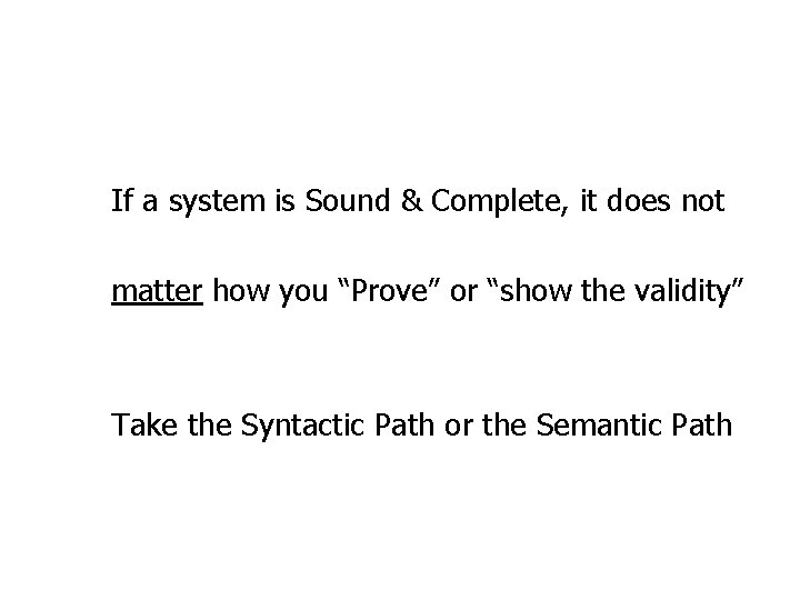 If a system is Sound & Complete, it does not matter how you “Prove”