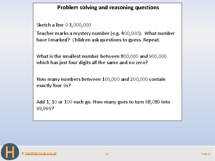 Problem solving and reasoning questions Sketch a line 0 -1, 000 Teacher marks a