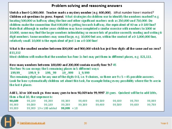 Problem solving and reasoning answers Sketch a line 0 -1, 000. Teacher marks a