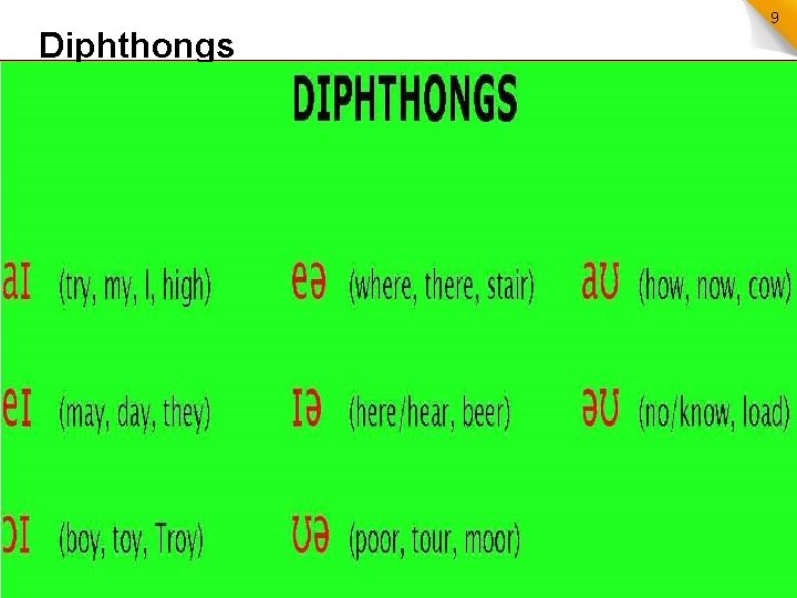 Diphthongs 9 