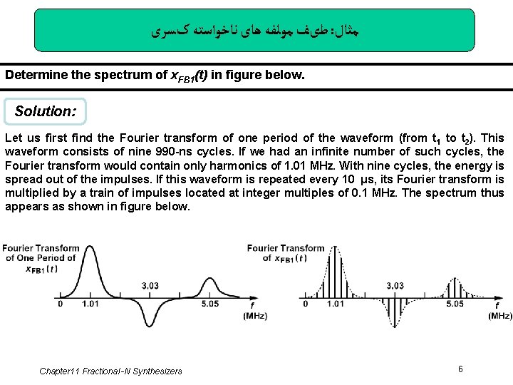  ﻃیﻒ ﻣﻮﻟﻔﻪ ﻫﺎی ﻧﺎﺧﻮﺍﺳﺘﻪ کﺴﺮی : ﻣﺜﺎﻝ Determine the spectrum of x. FB