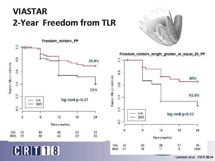 VIASTAR 2 -Year Freedom from TLR 79. 4% 80% 73% log rank p=0. 37