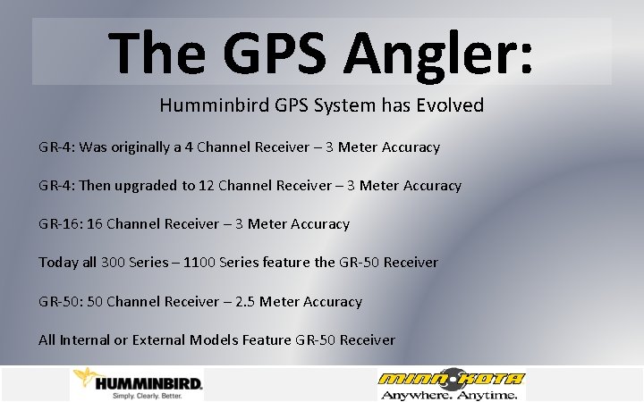 The GPS Angler: Humminbird GPS System has Evolved GR-4: Was originally a 4 Channel