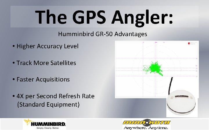 The GPS Angler: Humminbird GR-50 Advantages • Higher Accuracy Level • Track More Satellites